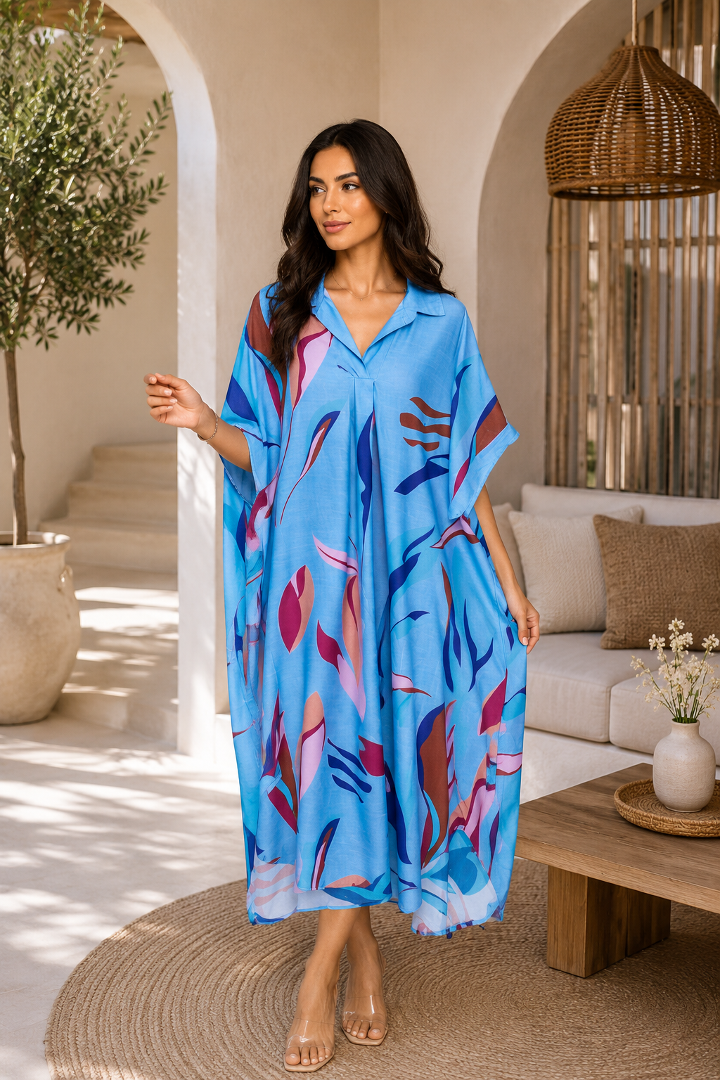 Robe Fluide Imprimé Multicolore