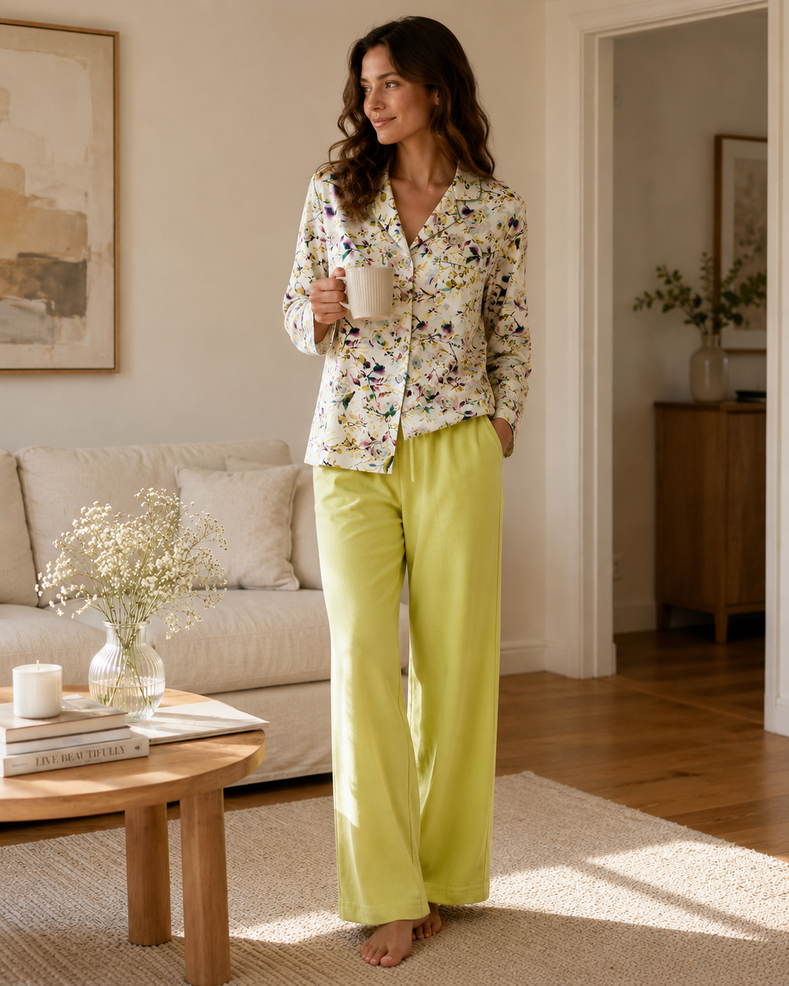 Pyjama Femme Fleuri – Ensemble Élégant & Confortable Disponible en 3 Couleurs
