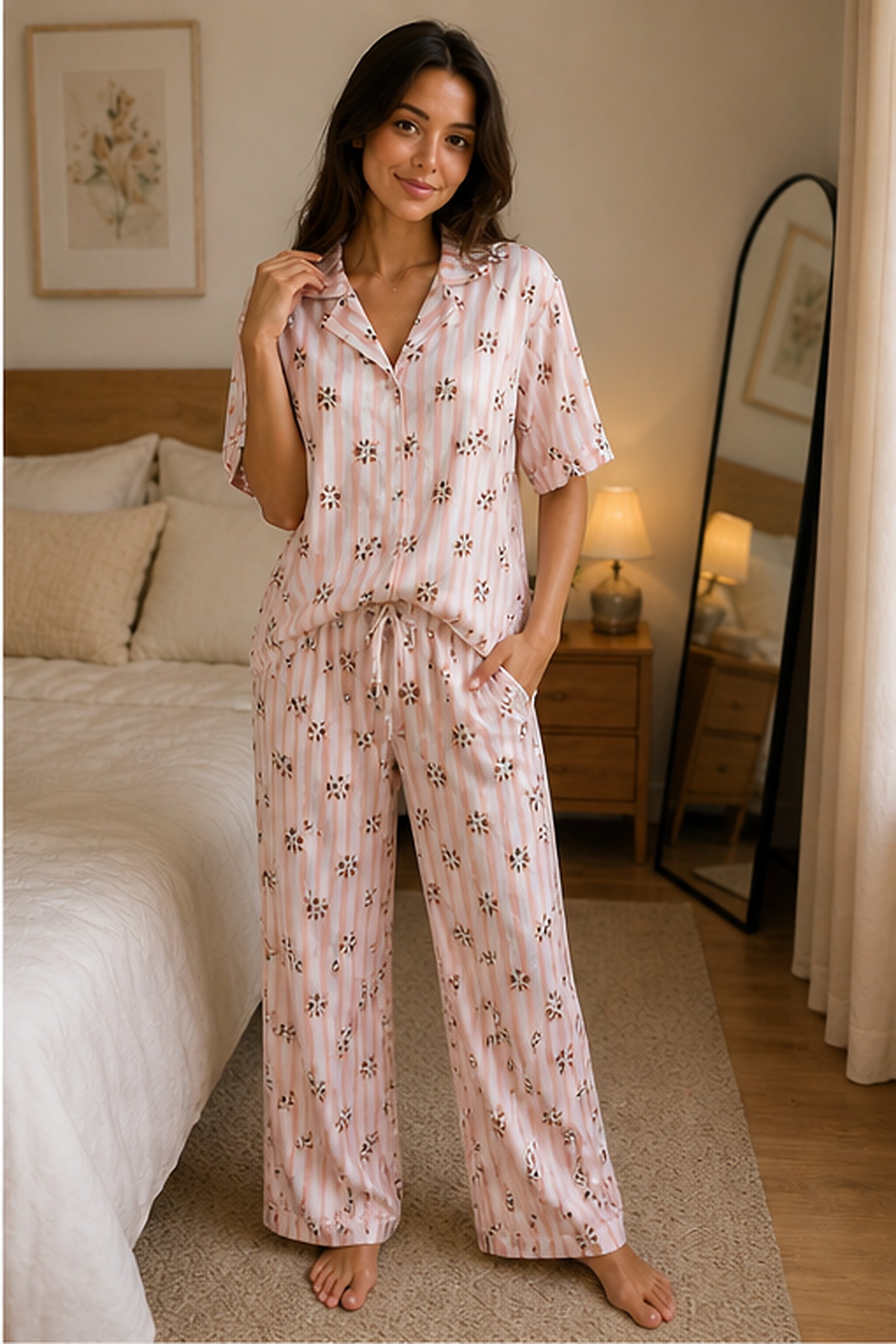 Pyjama Rayé Rose