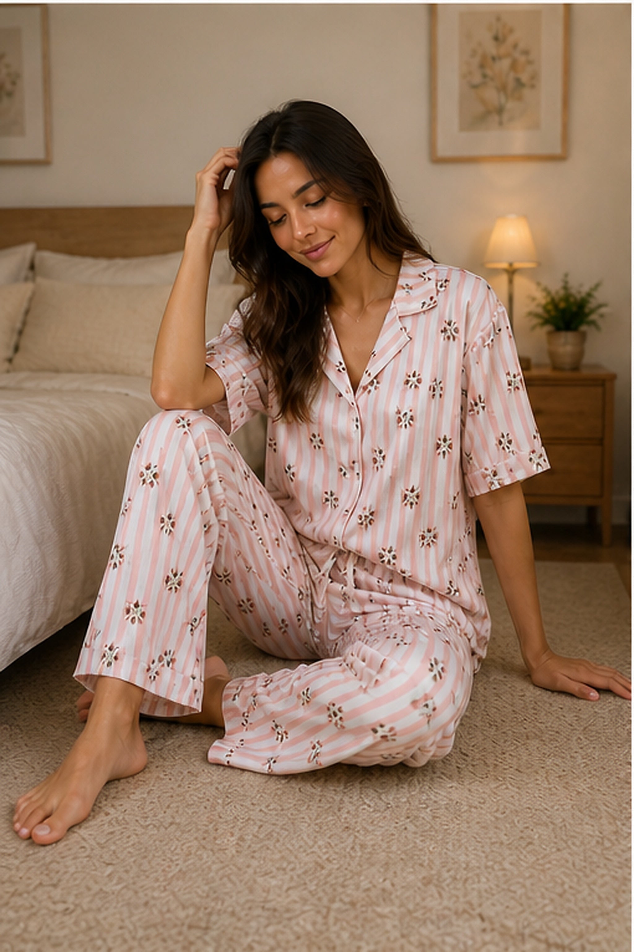 Pyjama Rayé Rose