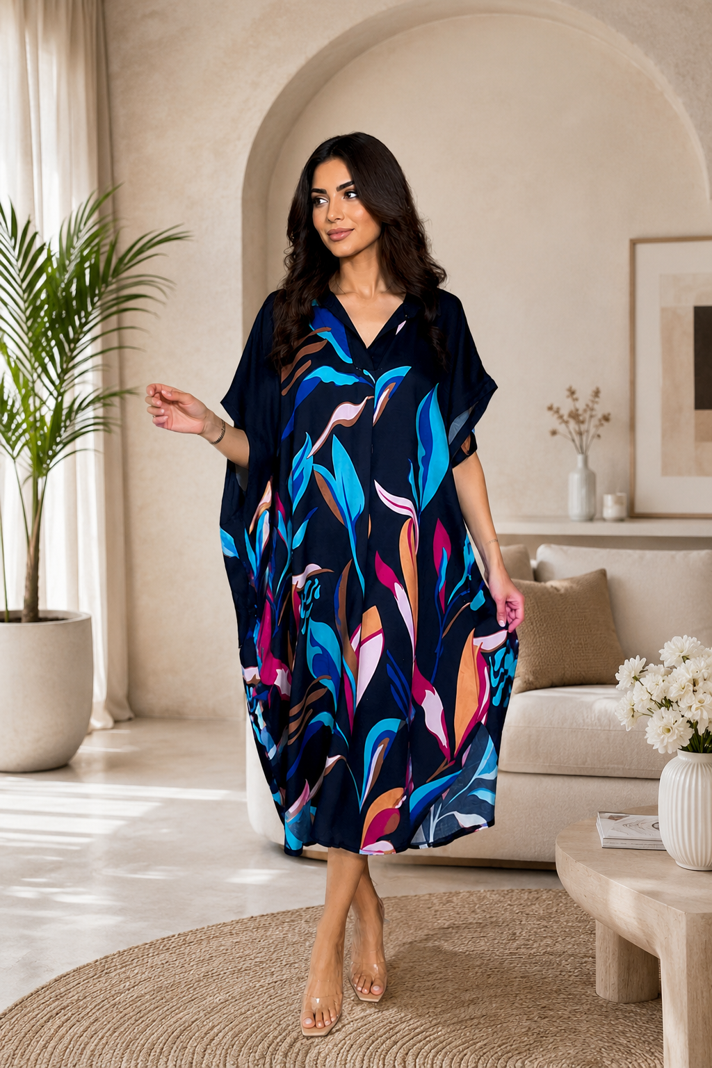 Robe Fluide Imprimé Multicolore