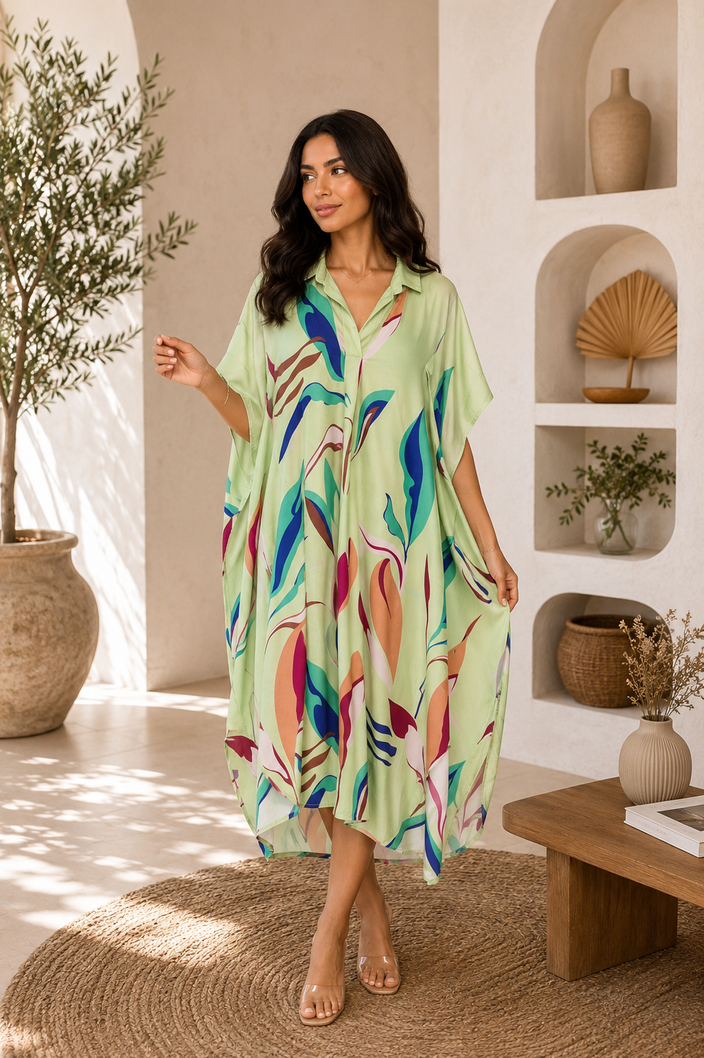 Robe Fluide Imprimé Multicolore