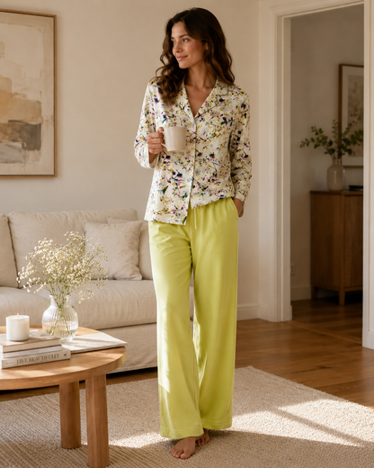 Pyjama Femme Fleuri – Ensemble Élégant & Confortable Disponible en 3 Couleurs