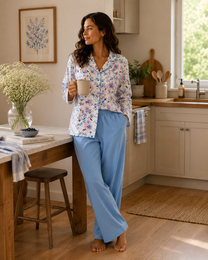 Pyjama Femme Fleuri – Ensemble Élégant & Confortable Disponible en 3 Couleurs