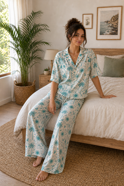 Pyjama Palmier Bleu